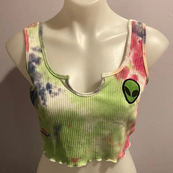 👽 SPACE ALIEN TIE DYE CROP TOP - Picture 3 of 7